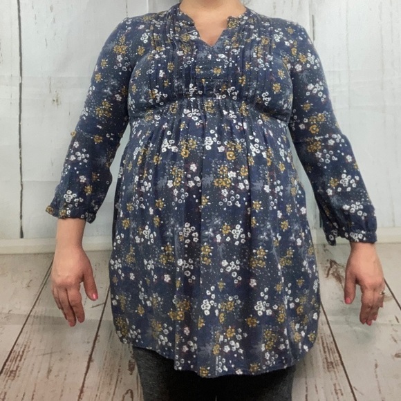 Blue floral tunic blouse - Picture 1 of 5